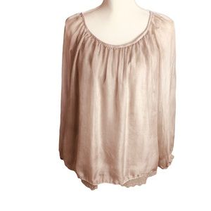 Amanti Womens sheer blouse with undershirt 100% Silk  and lace , size Me…